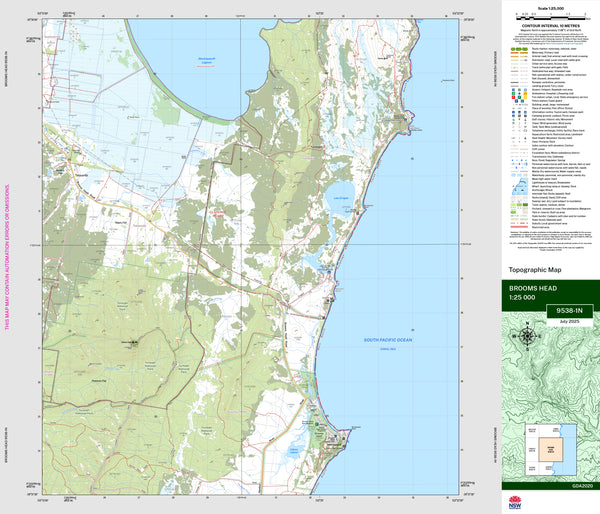 Brooms Head 9538-1N Topographic Map 1:25k