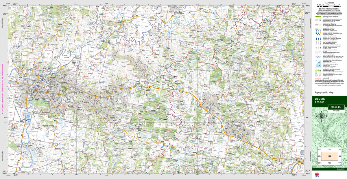 Lismore 9540-2N Topographic Map 1:25k | Mapworld