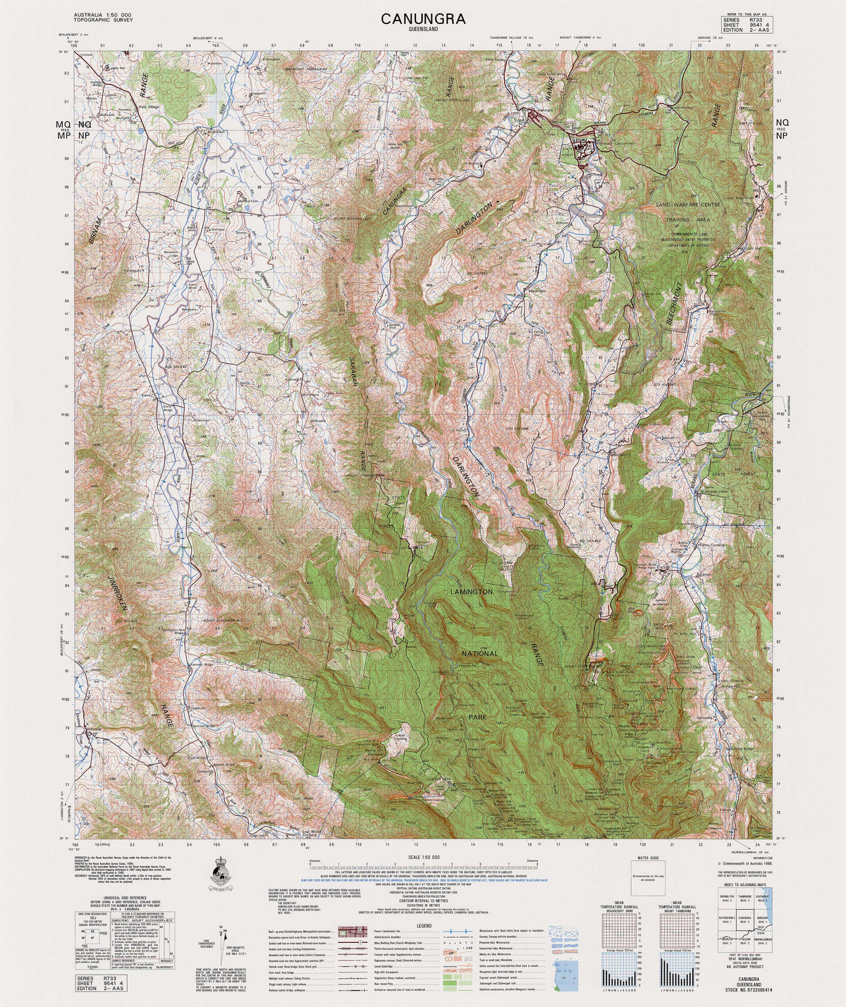 Can Rang Map 9541-4 Canungra 1:50k Topographic Map | Mapworld