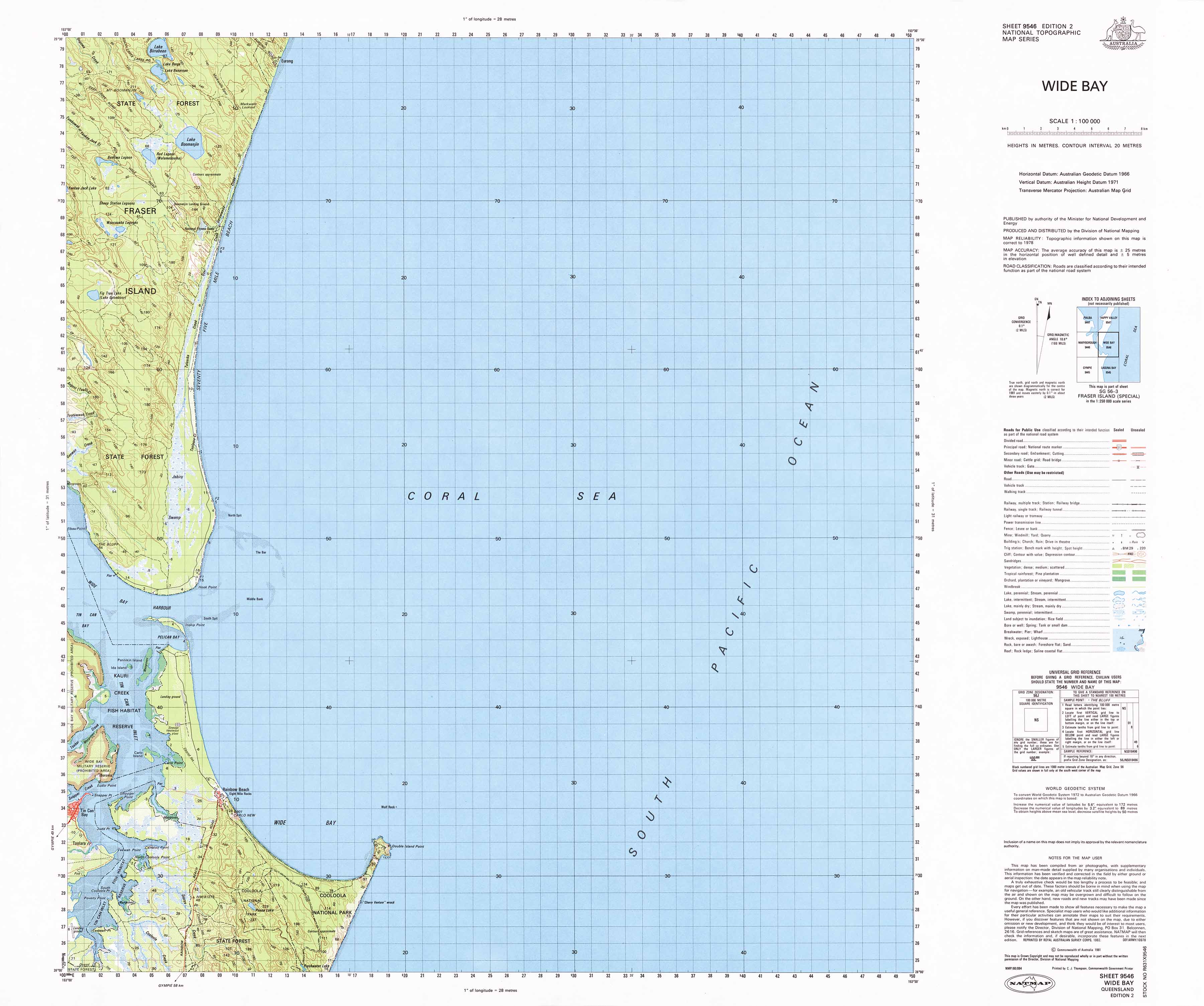 9546 Wide Bay 1:100k Topographic Map | Mapworld