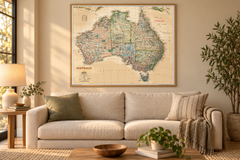 Australia Executive Antique Style National Geographic 1380 x 1235mm Wall Map