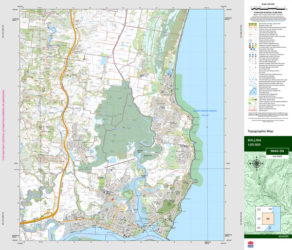 Ballina 9640-3N Topographic Map 1:25k