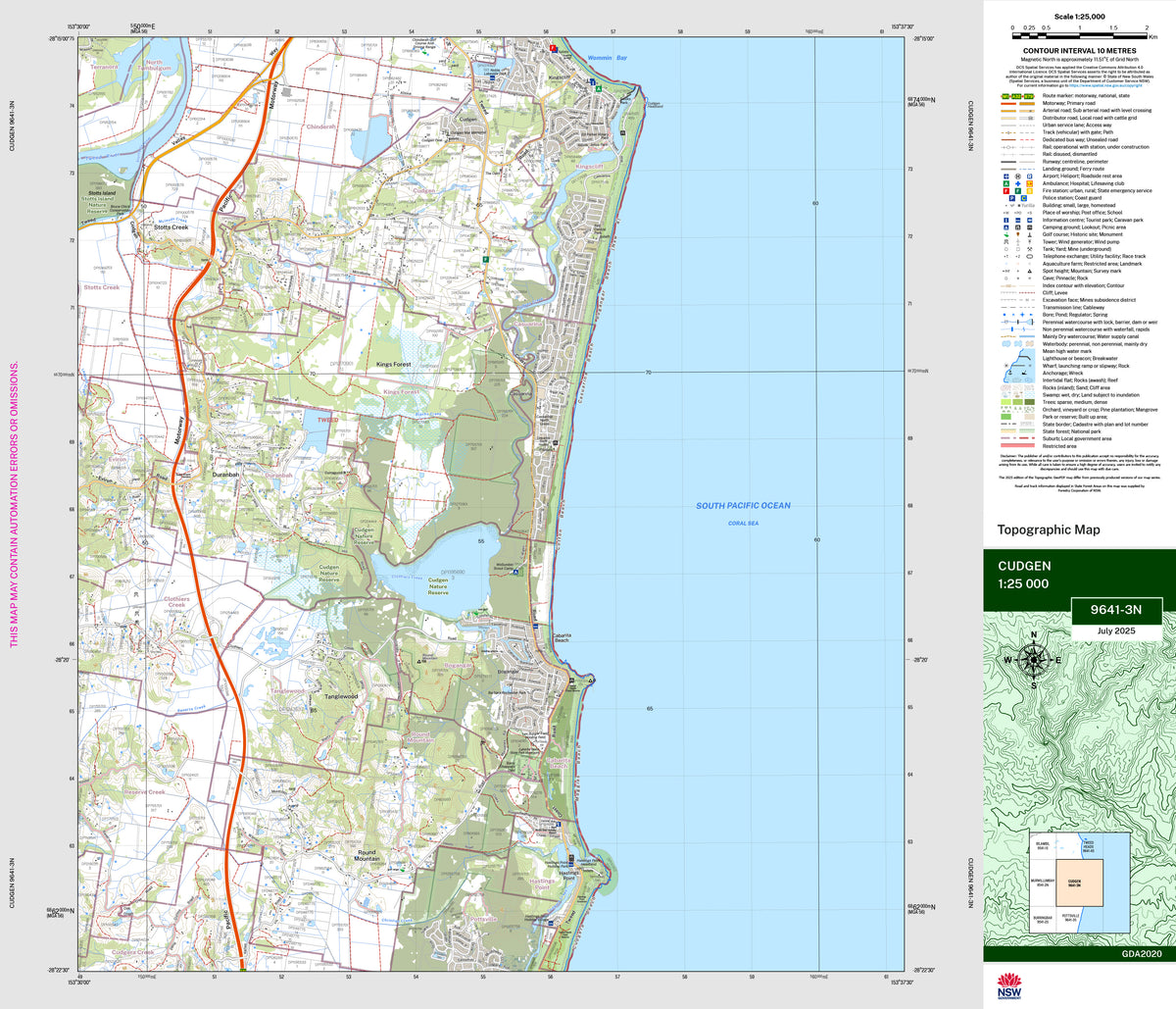 Cudgen 9641-3N Topographic Map 1:25k | Mapworld