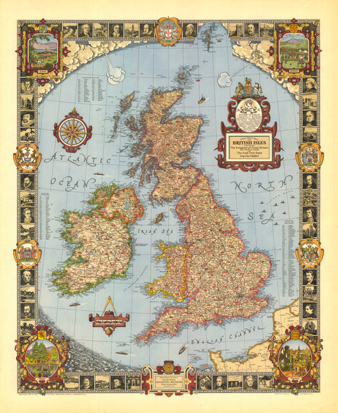 A Modern Pilgrim's Wall Map of the British Isles Map – National Geographic | Mapworld