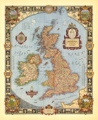 A Modern Pilgrim's Wall Map of the British Isles Map – National Geographic | Mapworld