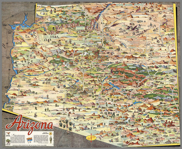 Arizona Pictorial Wall Map | Shop Mapworld