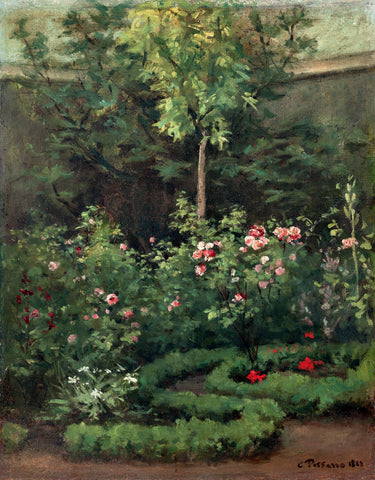 A Rose Garden (1862) by Camille Pissarro