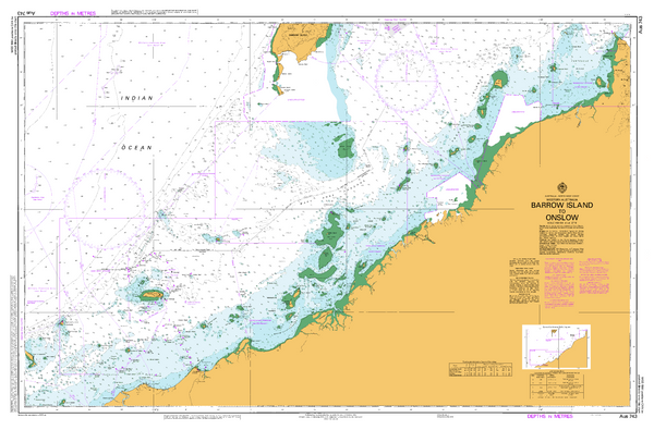 Nautical map of Barrow Island to Onslow, Western Australia