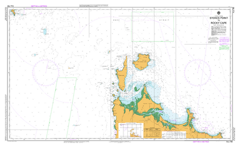 Nautical chart of Stokes Point and Rocky Cape with color coding for different terrains.