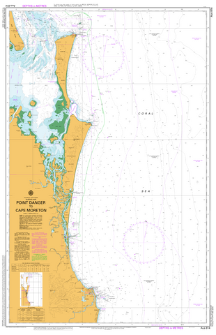AUS 814 - Point Danger to Cape Moreton Nautical Chart