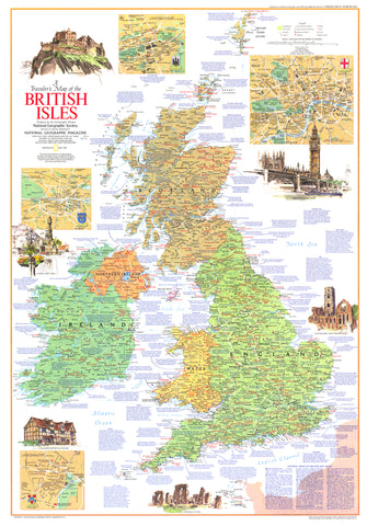 A Traveler's Map of the British Isles by National Geographic
