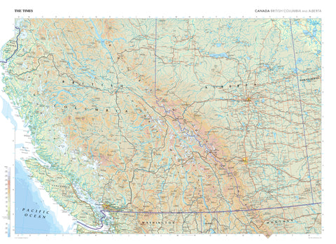 Alberta & British Columbia Wall Map from The Times