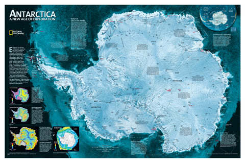 Antarctica Satellite National Geographic 794 x 514mm Wall Map