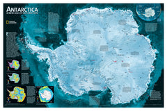 Antarctica Satellite National Geographic 794 x 514mm Wall Map