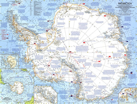 Antarctica 1963 National Geographic 631 x 479mm Wall Map