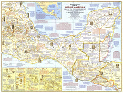 Archeological Map of Middle America - Published 1968 by National Geographic — historic National Geographic map print
