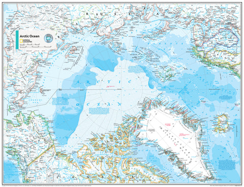 Arctic Ocean Political Atlas of the World, 11th Edition, National Geographic Wall Map