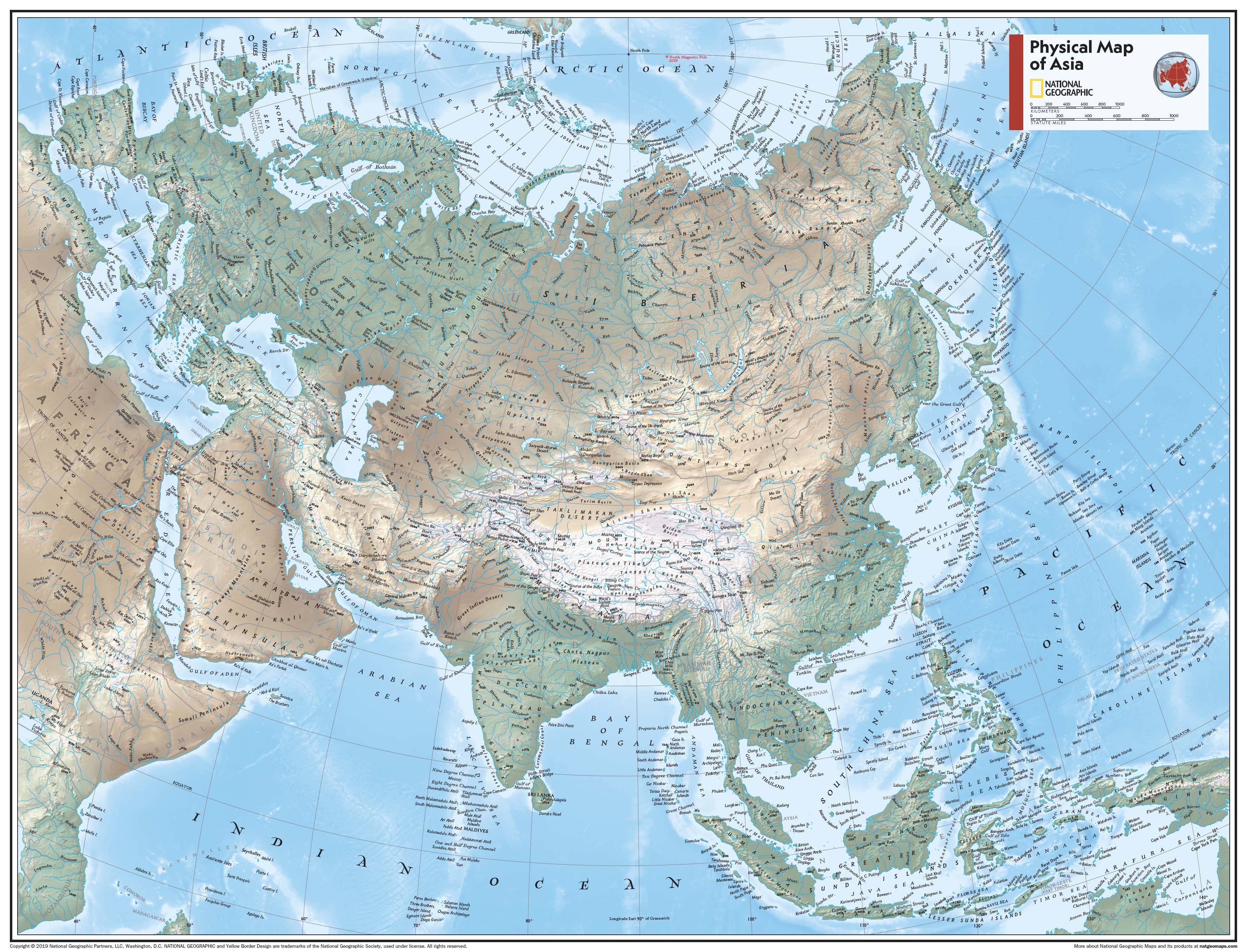 Geographical Maps Asia Physical Atlas of the β National Geographic | Mapworld