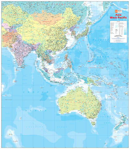Map of Asia and the Pacific region with labeled countries and bodies of water.