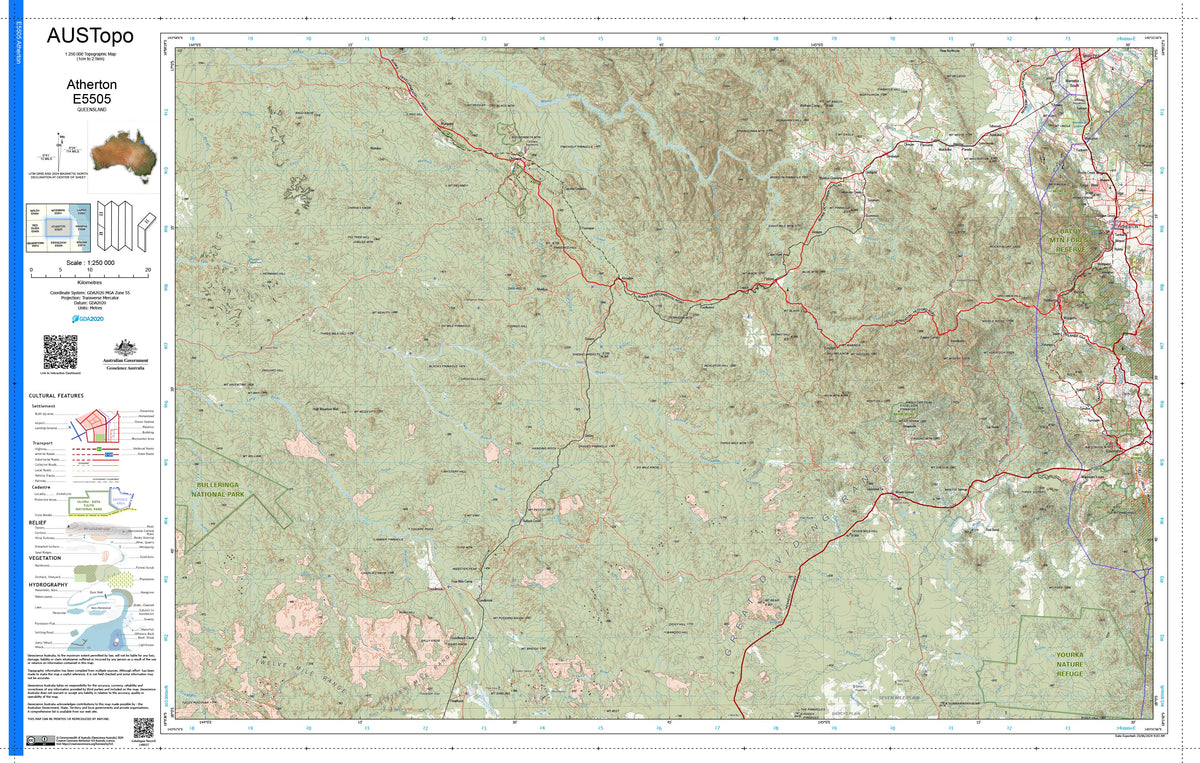 Atherton E5505 AUSTopo 1:250,000 Map | Mapworld
