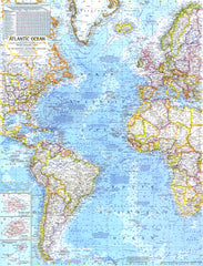 Atlantic Ocean Wall Map - Published 1968 by National Geographic