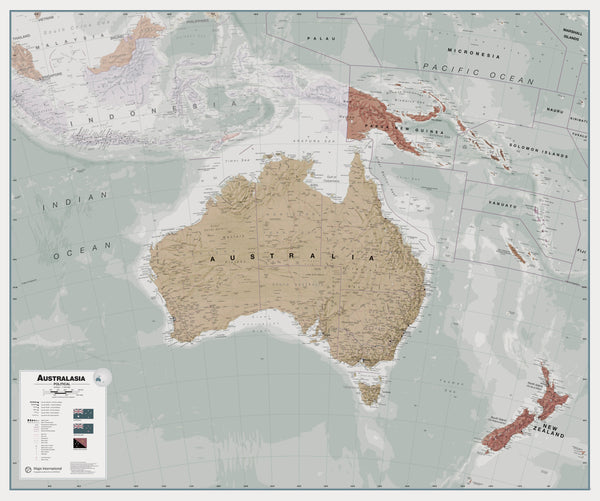 Australasia Executive Antique Style Maps International 1215 x 1015mm Wall Map