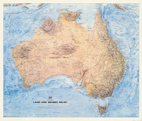 Australia Land & Seabed Relief Wall Map
