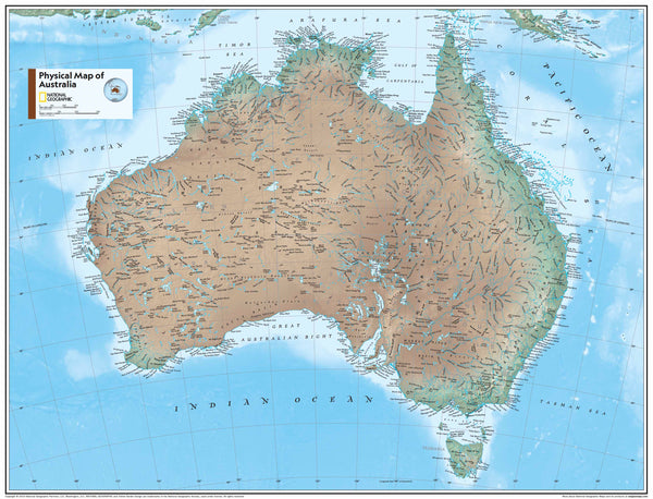 Australia Physical Atlas of the World, 11th Edition, National Geographic Wall Map