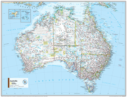 Australia Political Atlas of the World, 11th Edition, National Geographic Wall Map