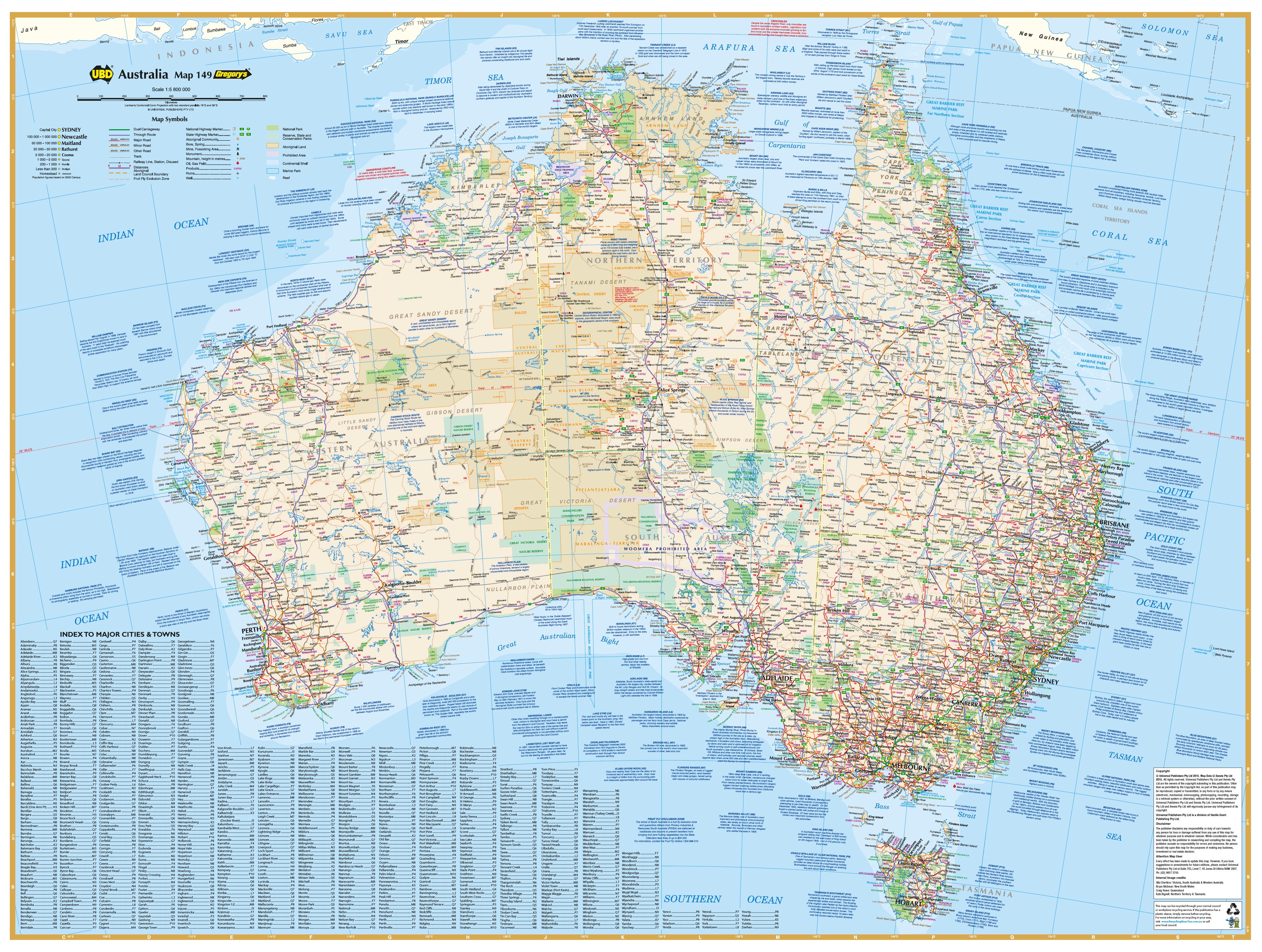 Australia 149 's Large Wall Map – Gregory's | Mapworld