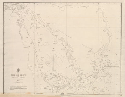 Australia — Barrier Reefs, from Raine Island to Cape York (1843–1846) wall map | Mapworld