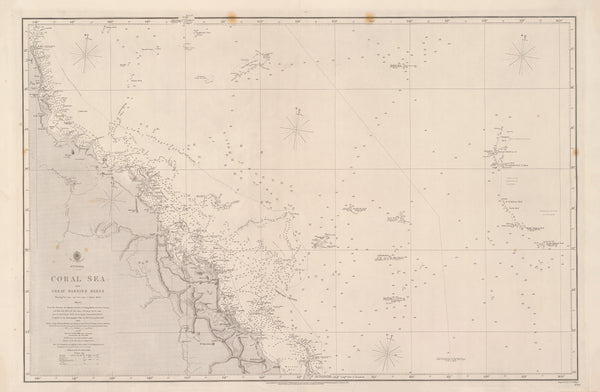 Australia — Coral Sea & Great Barrier Reefs to Torres Strait (1861) — vintage historical map reproduction
