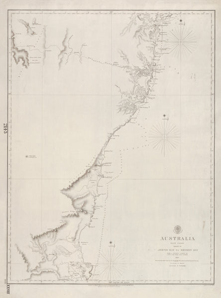 Australia — East Coast, Jervis Bay to Broken Bay (1851–1852) — vintage historical map reproduction