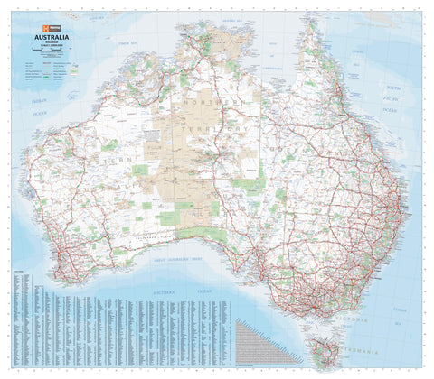 Australia Hema 1386 x 1216 mm Supermap Laminated Wall Map with Hang Rails