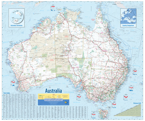 Australia Meridian 1003 x 865mm Wall Map