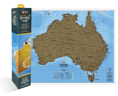 Australia scratch map with packaging on a white background