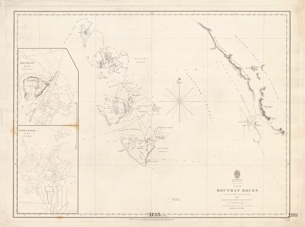 Australia — West Coast, the Houtman Rocks (1840) — vintage historical map reproduction