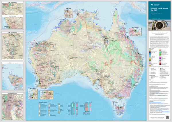 Map of Australia with various markers and labels on a blue background