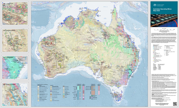 Australian Operating Mines Wall Map 2022