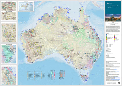 Australian Operating Mines Wall Map 2024