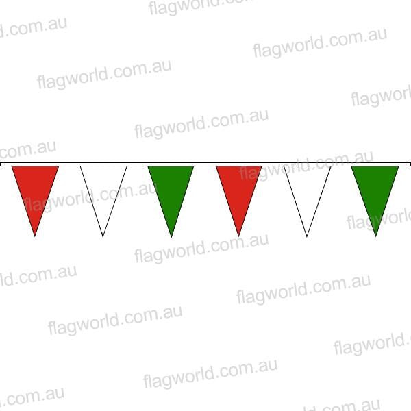 Pennant Bunting Italian (Green, White & Red) - Vinyl - 100m