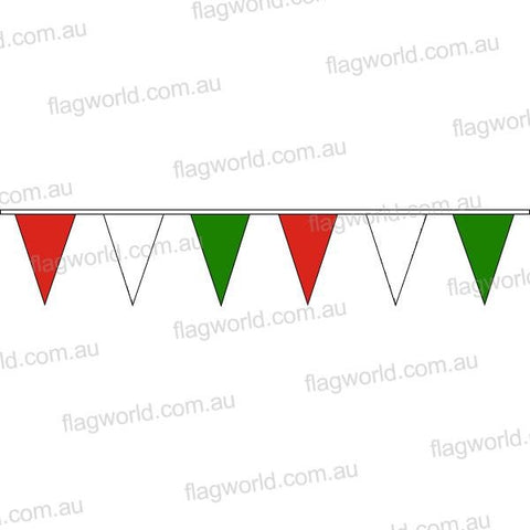 Pennant Bunting Italian (Green, White & Red) - 100 Metres (Vinyl)
