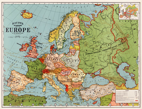 Bacon's standard map of Europe by George Washington Bacon (1830–1922)