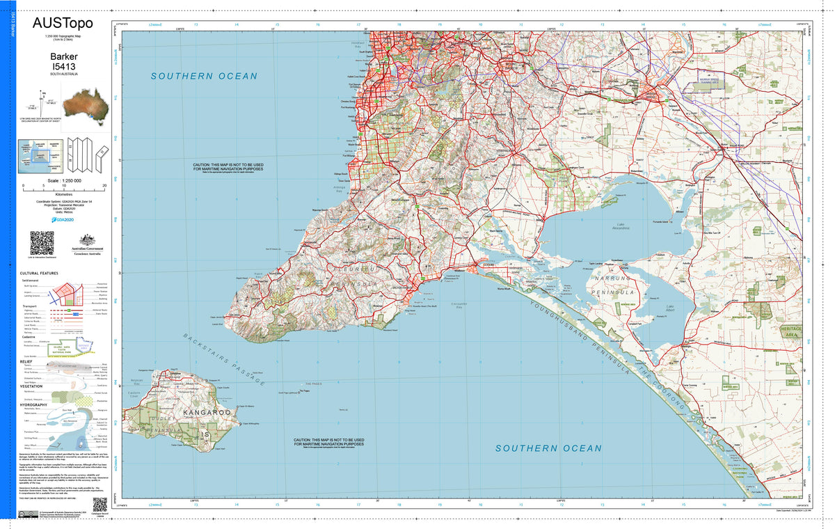 Barker I5413 AUSTopo 1:250,000 Map | Mapworld