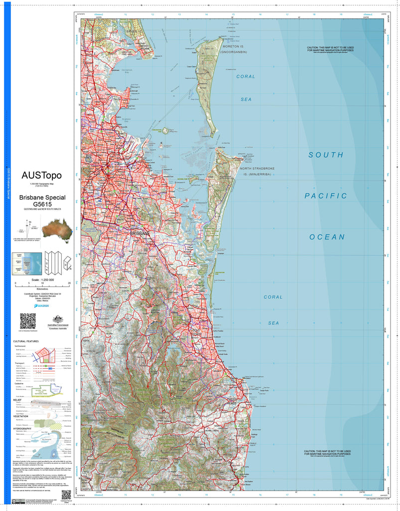 Brisbane Special G5615 AUSTopo 1:250,000 Map | Mapworld