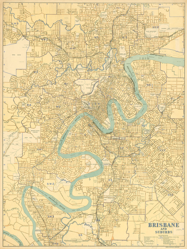 Brisbane and Suburbs — Street & Road Map (1943) | Mapworld