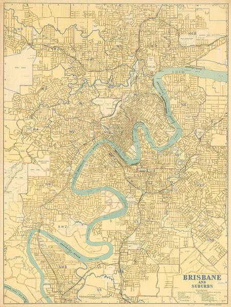 Brisbane and Suburbs — Street & Road Map (1943) | Mapworld