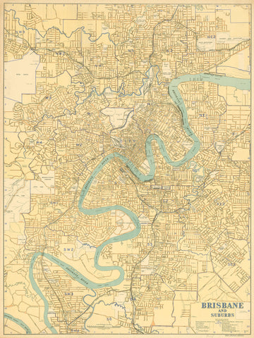 Brisbane and Suburbs — Street & Road Map (1943) | Mapworld