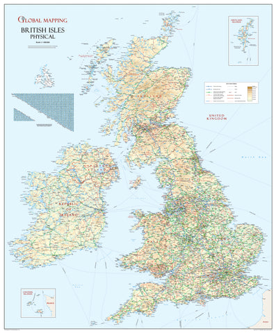 British Isles Physical Wall Map 914 x 1105mm