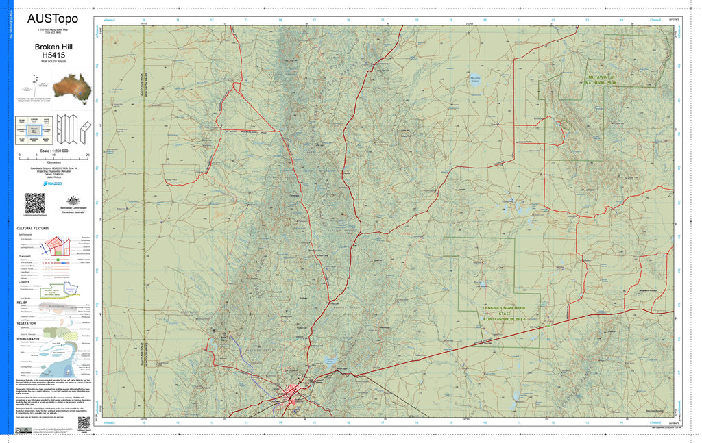 Broken Hill H5415 AUSTopo 1:250,000 Map | Mapworld